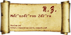 Mészáros Zóra névjegykártya